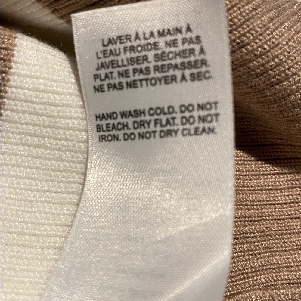 Dynamite Tan Ivory Striped Crewneck Tank Top Size Xl Knit Stretch Cropped - Picture 16 of 16